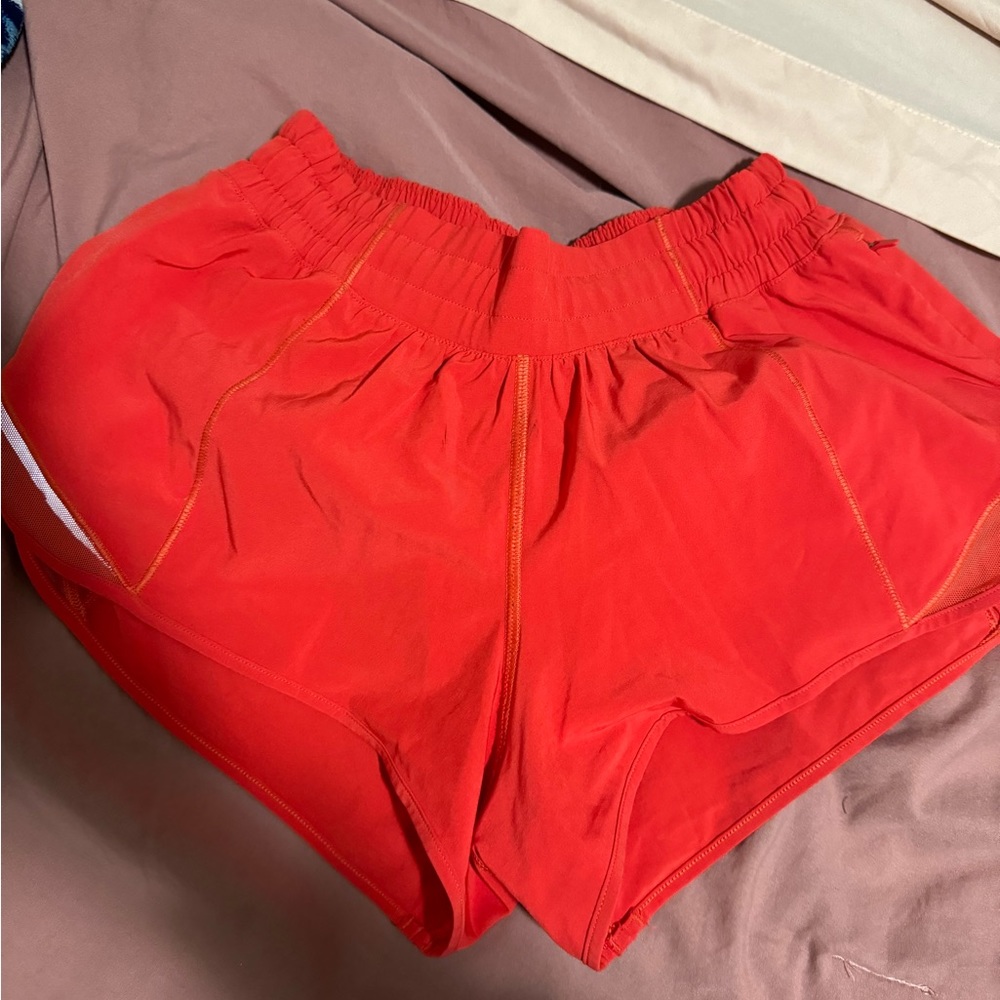 Red lulu hottie hot short 2.5 inch *liner cut out*